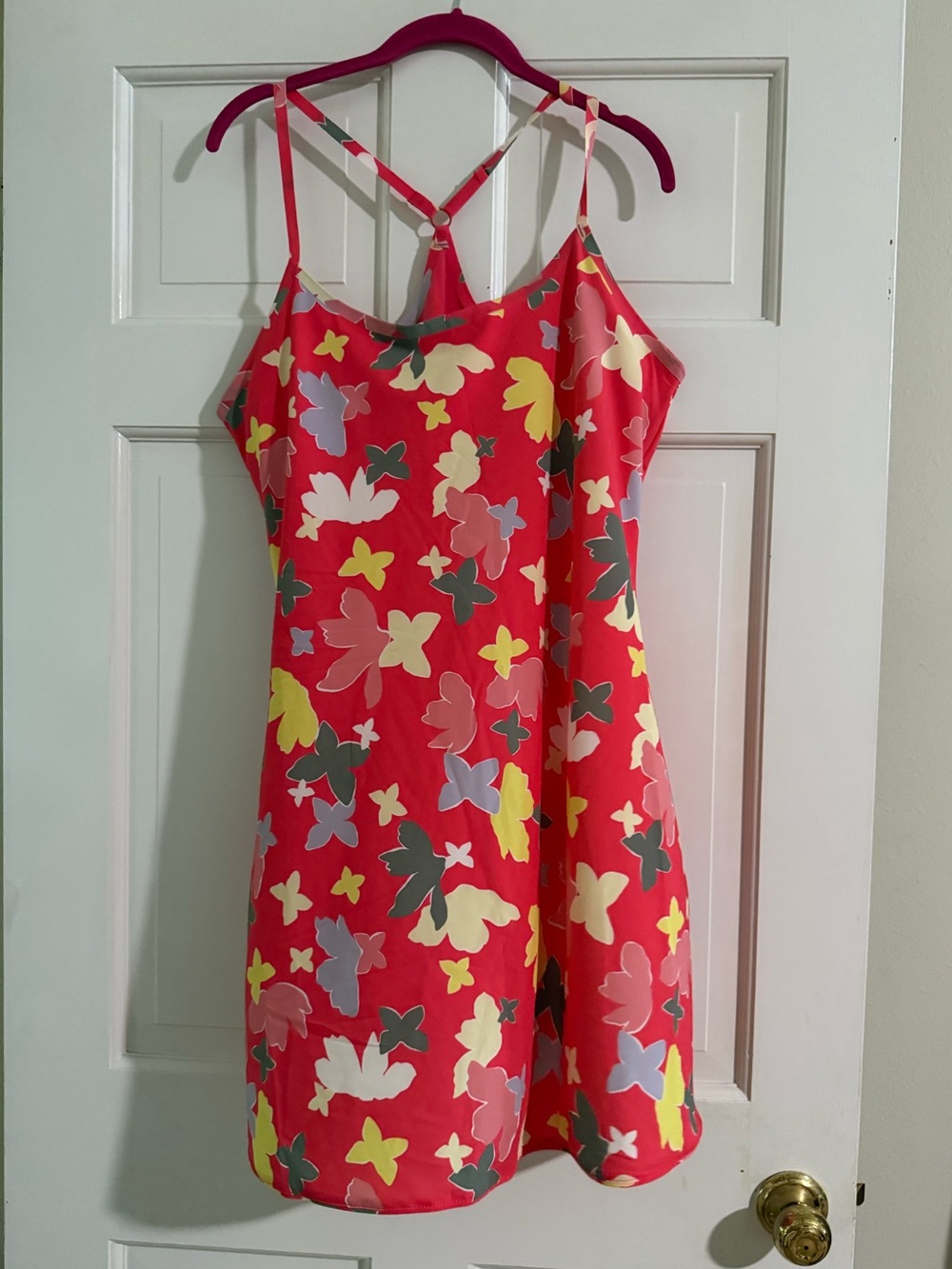 NWOT Outdoor Voices Floral Exercise Dress Razor Back with built in bra/shorts XL